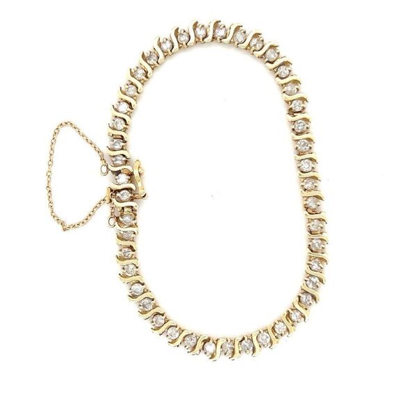 Gorgeous 14K Gold Diamond Tennis Bracelet - Picture 7 of 10